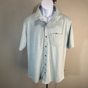 7 Diamonds Men's light green detailed 4-way stretch short sleeve shirt Large L